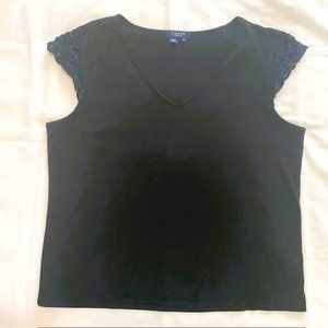 Chaps Ladies Top Pitch Black XL Lace cap sleeves